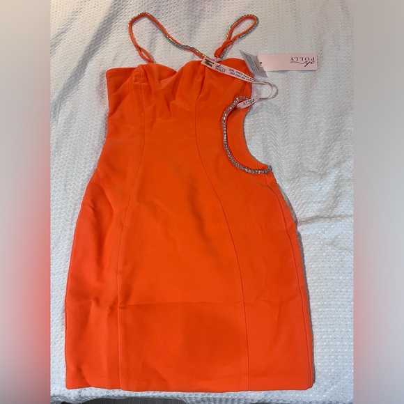 Oh Polly Asymmetric Cut Out Mini Dress in Orange - Picture 4 of 4